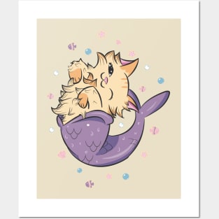 cute mermaid cat Posters and Art